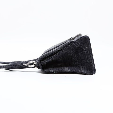 バレンシアガ BALENCIAGA HOURGLASS アワーグラス デニム 2way ショルダーバッグ ブラック WS22729