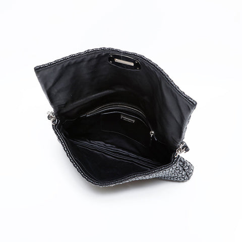 ミュウ ミュウ Miu Miu マテラッセ クリスタル レザー ショルダーバッグ ブラック WS22730