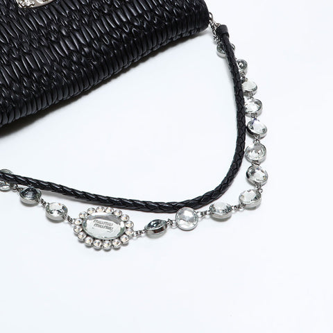 ミュウ ミュウ Miu Miu マテラッセ クリスタル レザー ショルダーバッグ ブラック WS22730