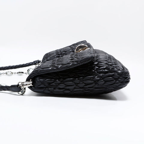 ミュウ ミュウ Miu Miu マテラッセ クリスタル レザー ショルダーバッグ ブラック WS22730