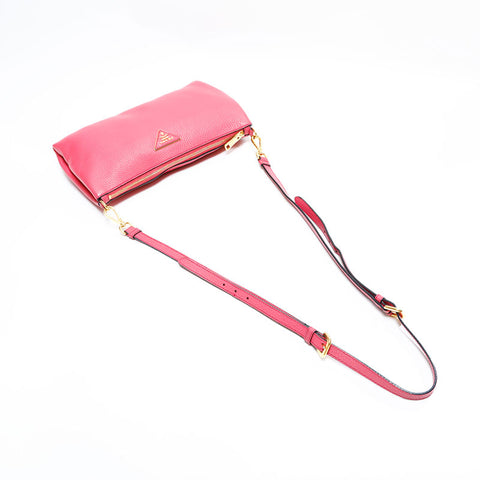 プラダ PRADA レザー トライアングルロゴ ショルダーバッグ ピンク WS22731