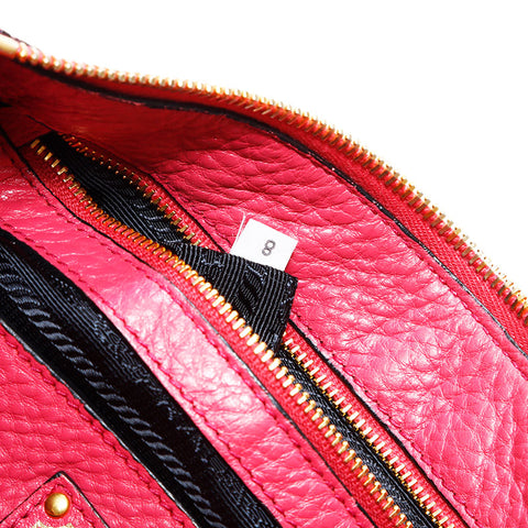 プラダ PRADA レザー トライアングルロゴ ショルダーバッグ ピンク WS22731