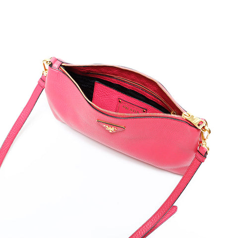プラダ PRADA レザー トライアングルロゴ ショルダーバッグ ピンク WS22731