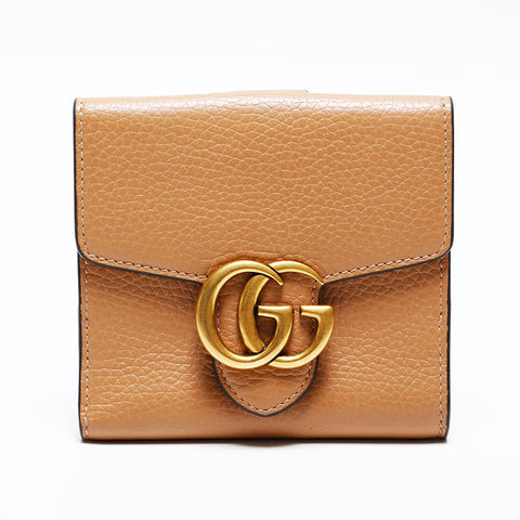 GUCCI GG Marmont Leather Double G Bi-Fold Wallet Brown WS22732