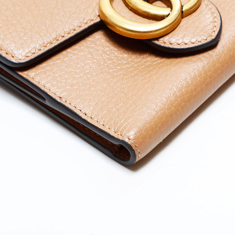 GUCCI GG Marmont Leather Double G Bifold Wallet Brown WS22732