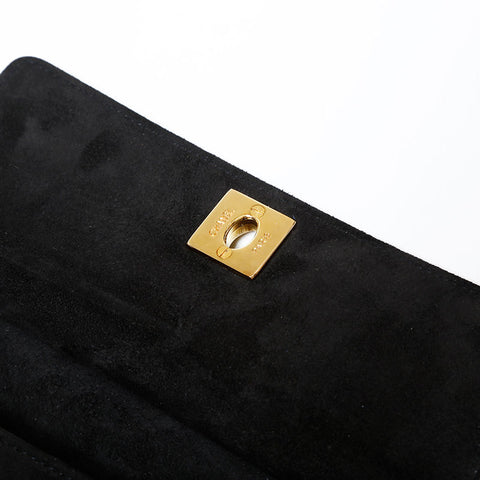 CHANEL 4 Series 1996–1997 Suede Mini Turnlock Chain Shoulder Bag Black WS22733