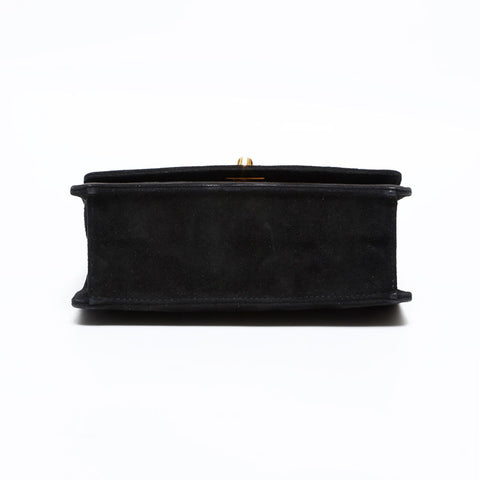 CHANEL 4 Series 1996–1997 Suede Mini Turnlock Chain Shoulder Bag Black WS22733