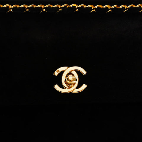 CHANEL 4 Series 1996–1997 Suede Mini Turnlock Chain Shoulder Bag Black WS22733