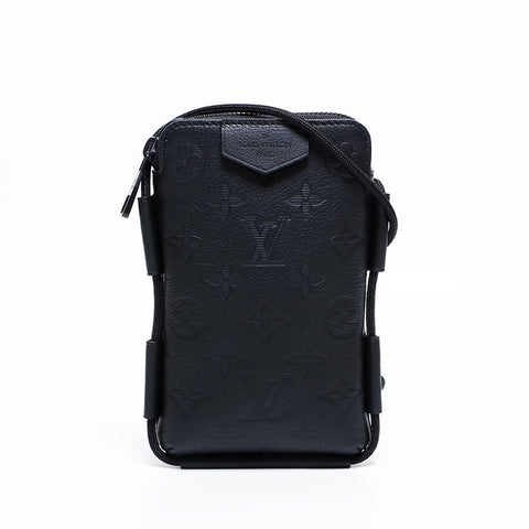 LOUIS VUITTON Monogram Shadow Lace-Up Pouch Shoulder Bag black WS22742