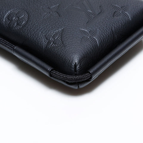 LOUIS VUITTON Monogram Shadow Lace-Up Pouch Shoulder Bag black WS22742