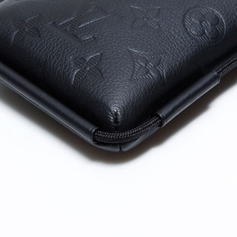 LOUIS VUITTON Monogram Shadow Lace-Up Pouch Shoulder Bag black WS22742