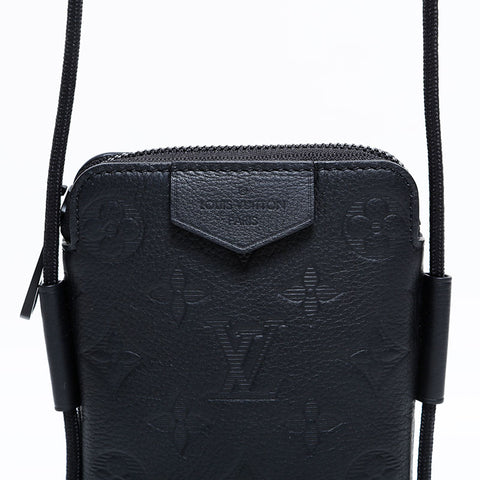 LOUIS VUITTON Monogram Shadow Lace-Up Pouch Shoulder Bag black WS22742