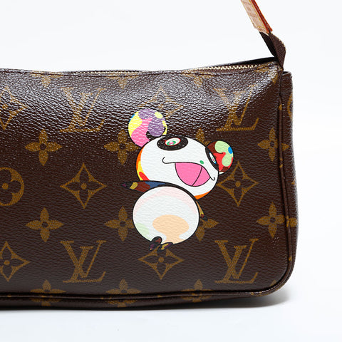 LOUIS VUITTON 2004 Monogram Panda Pochette Accessoires Takashi Murakami Shoulder Bag Brown WS22744