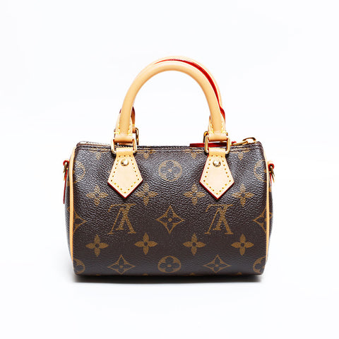 LOUIS VUITTON 2023 Monogram Vivienne Nano Speedy Handbag second hand Brown WS22749