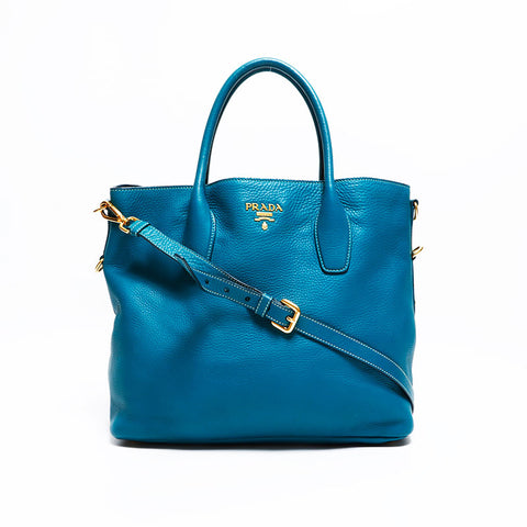 PRADA 2way leather Tote Bag green WS22752