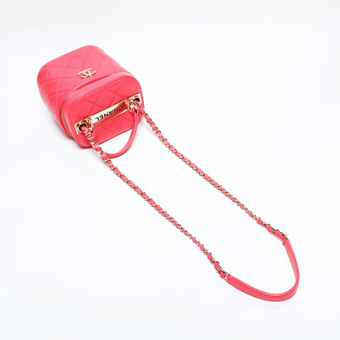 シャネル CHANEL 30番台 2020-2021 バニティ チェーン 2way ラムスキン マトラッセ ハンドバッグ ピンク WS22754