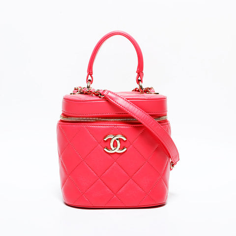 シャネル CHANEL 30番台 2020-2021 バニティ チェーン 2way ラムスキン マトラッセ ハンドバッグ ピンク WS22754