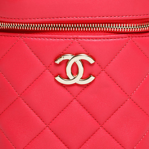 シャネル CHANEL 30番台 2020-2021 バニティ チェーン 2way ラムスキン マトラッセ ハンドバッグ ピンク WS22754