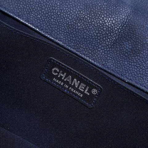 CHANEL 18 Series 2013–2014 Caviar Skin Boy Chain Shoulder Bag Navy WS22755