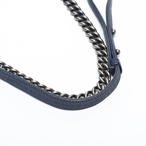 CHANEL 18 Series 2013–2014 Caviar Skin Boy Chain Shoulder Bag Navy WS22755