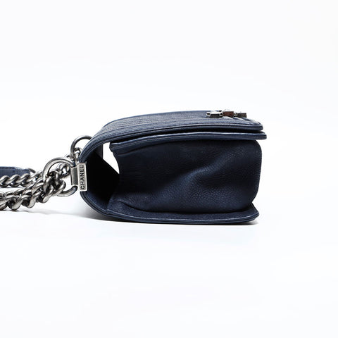 CHANEL 18 Series 2013–2014 Caviar Skin Boy Chain Shoulder Bag Navy WS22755