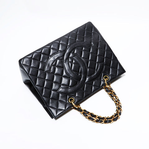 CHANEL No. 5 1997-1999 Matelasse Caviar COCO Mark GST Tote Bag black WS22756