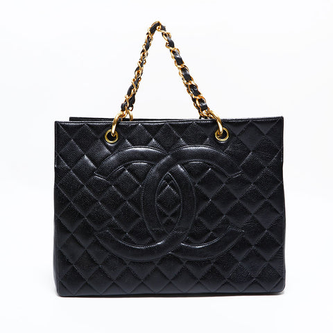 CHANEL No. 5 1997-1999 Matelasse Caviar COCO Mark GST Tote Bag black WS22756