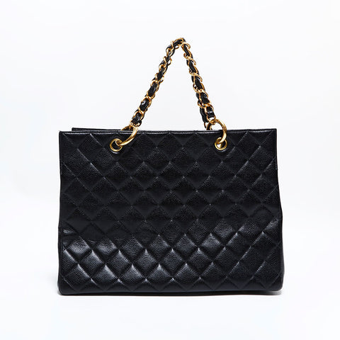 CHANEL No. 5 1997-1999 Matelasse Caviar COCO Mark GST Tote Bag black WS22756