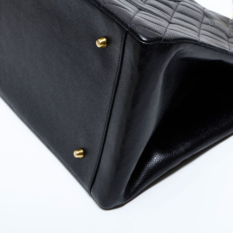 CHANEL No. 5 1997-1999 Matelasse Caviar COCO Mark GST Tote Bag black WS22756