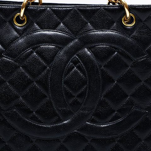 CHANEL No. 5 1997-1999 Matelasse Caviar COCO Mark GST Tote Bag black WS22756