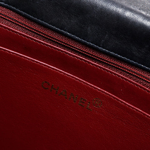 シャネル CHANEL 4番台 1996-1997 ラムスキン デカ マトラッセ チェーン ショルダーバッグ ブラック WS22757