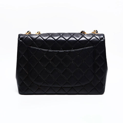 シャネル CHANEL 4番台 1996-1997 ラムスキン デカ マトラッセ チェーン ショルダーバッグ ブラック WS22757