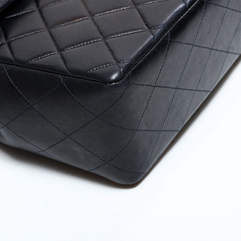 シャネル CHANEL 4番台 1996-1997 ラムスキン デカ マトラッセ チェーン ショルダーバッグ ブラック WS22757