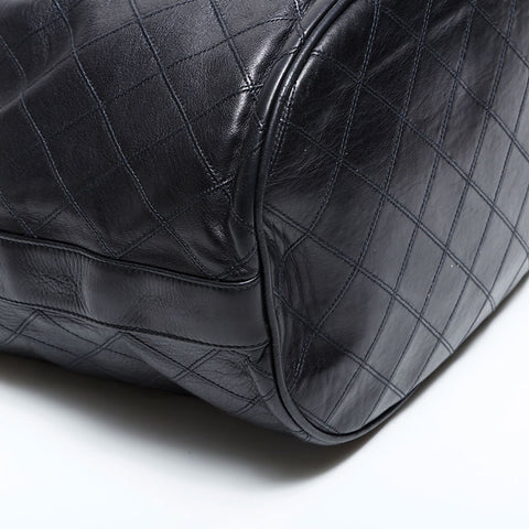 シャネル CHANEL ラムスキン 巾着 ダイアモンドステッチ ショルダーバッグ ブラック WS22758