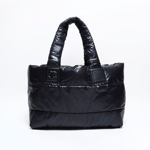 シャネル CHANEL 13番台 2009-2010 ナイロン コココクーン トートバッグ ブラック WS22759