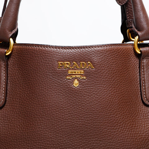 PRADA leather Tote Bag Brown WS22760