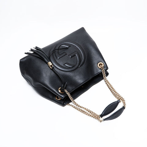 グッチ GUCCI レザー ソーホー タッセル トートバッグ ブラック WS22761
