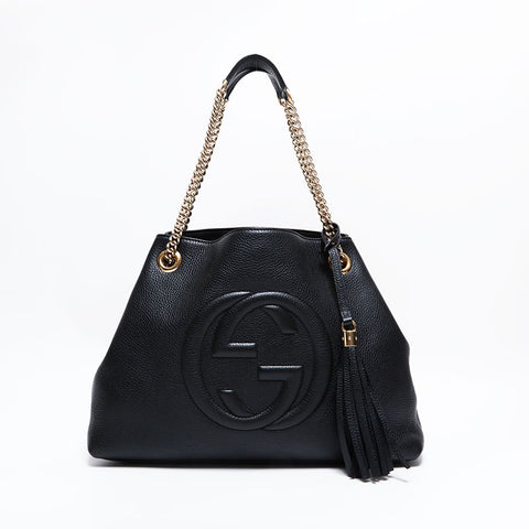 グッチ GUCCI レザー ソーホー タッセル トートバッグ ブラック WS22761