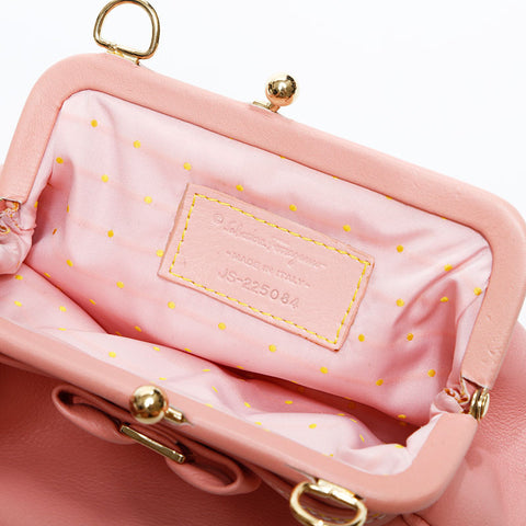 サルヴァトーレフェラガモ Salvatore Ferragamo レザー ミニ がま口 ハンドバッグ ピンク WS22763