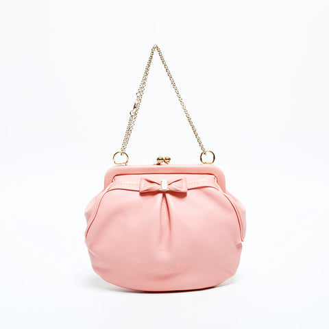 Salvatore Ferragamo Leather Mini Clasp手提包粉红色WS22763