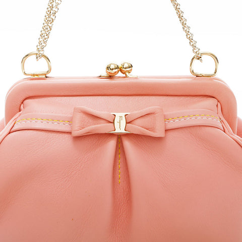 Salvatore Ferragamo Leather Mini Clasp手提包粉红色WS22763