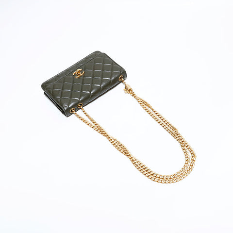 シャネル CHANEL ミニ マトラッセ チェーン ウォレット ショルダーバッグ カーキ WS22764