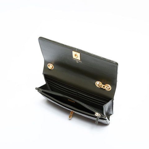 シャネル CHANEL ミニ マトラッセ チェーン ウォレット ショルダーバッグ カーキ WS22764