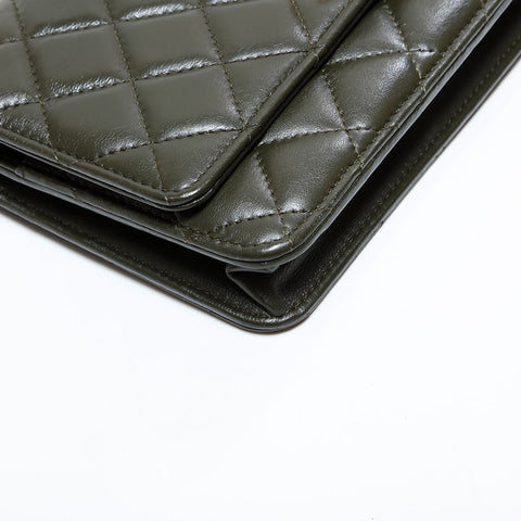 シャネル CHANEL ミニ マトラッセ チェーン ウォレット ショルダーバッグ カーキ WS22764