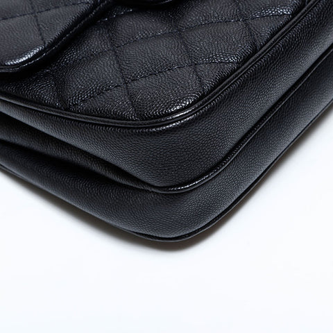 シャネル CHANEL 25番台 2018 キャビアスキン マトラッセ ミニ ショルダーバッグ ブラック WS22765