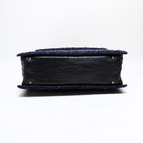 CHANEL 20 series 2014-2015 Leather Matelasse Tweed Chain Tote Bag black WS22766