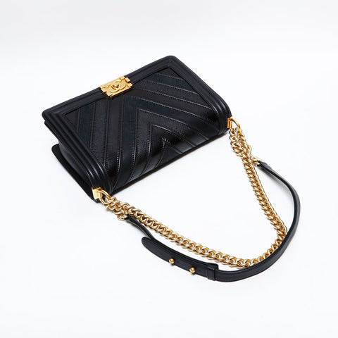 シャネル CHANEL 22番台 2016-2017 ボーイ シェブロン ショルダーバッグ ブラック WS22767