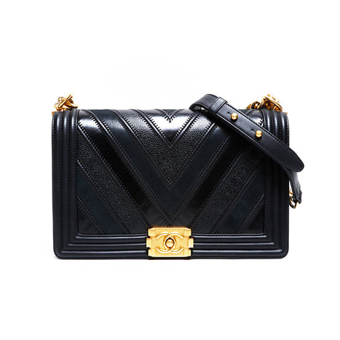 シャネル CHANEL 22番台 2016-2017 ボーイ シェブロン ショルダーバッグ ブラック WS22767