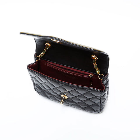 シャネル CHANEL 23番台 2016-2017 ミニ マトラッセ カーキ ラムスキン ショルダーバッグ ブラック WS22768