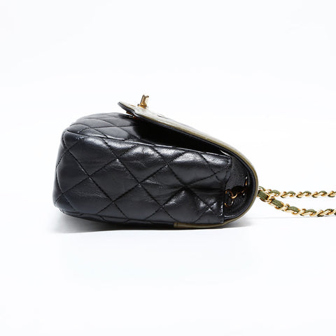 シャネル CHANEL 23番台 2016-2017 ミニ マトラッセ カーキ ラムスキン ショルダーバッグ ブラック WS22768